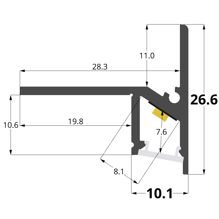 30x27mm steps aluminum profile, 2 meters