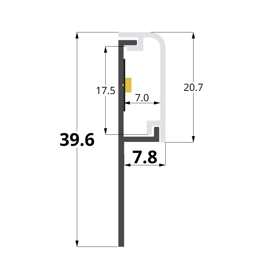 Aluminium profile for 8mm tile, 3 meters