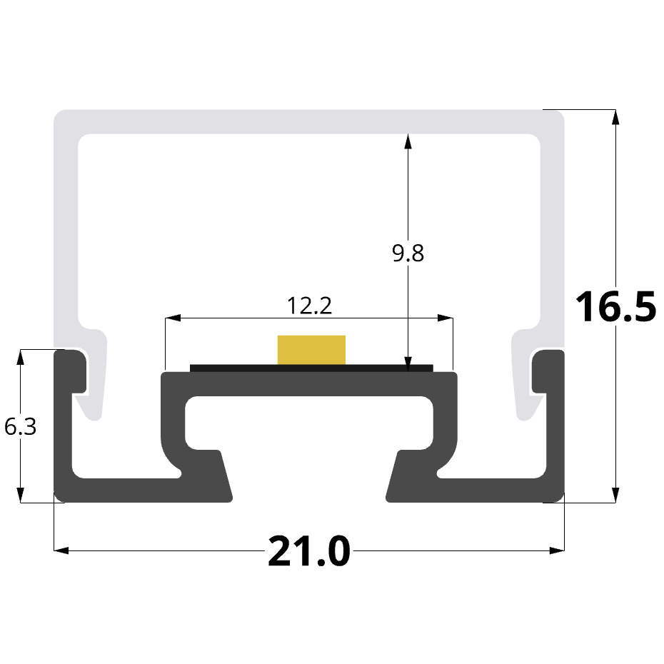 21x17mm aluminium profile, 2 meters , 3 meters 