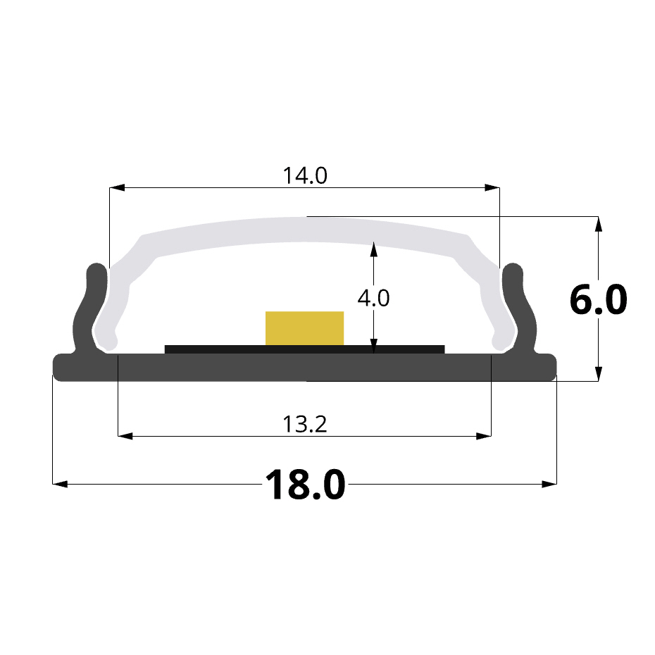 18x6mm flexible aluminium profile, 2 meters