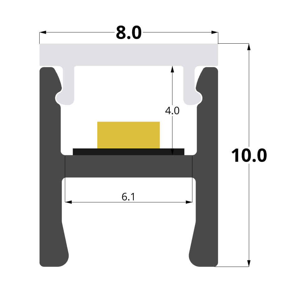 10x8mm aluminium profile, 2 meters, 3 meters