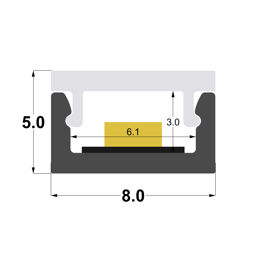 8x5mm aluminium profile, 2 meters 